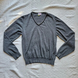 J.Lindeberg  Grey V- Neck wool Long-sleeved Sweater
